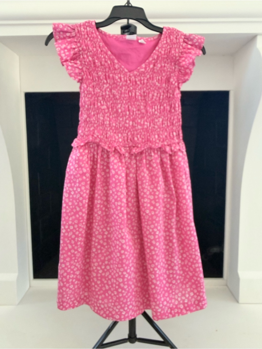 GAP Pink Smocked Floral Midi Dress for Girls- 10